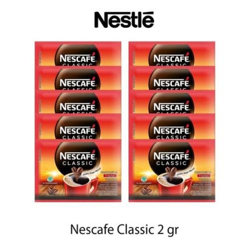 

Nescafe Classic 2gr 2 gram isi 10 Sachets (1 Renceng) Original