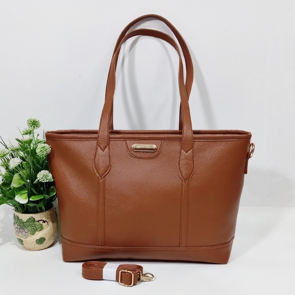 Rihaga - Totebag Wanita Ukuran Besar Kulit Sintetis Formal Kerja Kuliah Tas Selempang
