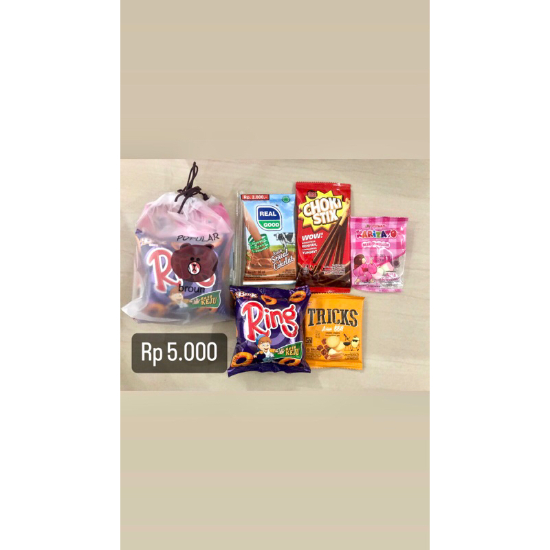 

Paket Snack Ulang tahun anak Rp 5.000 Free Pouch serut