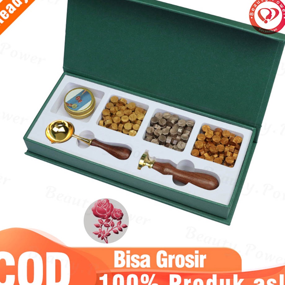 

Retro Seal Wax Beads Set Handle DIY Wax Beads Scrapbook Stempel Sealing Lilin Segel Wax Stempel Undangan Stempel Pernikahan