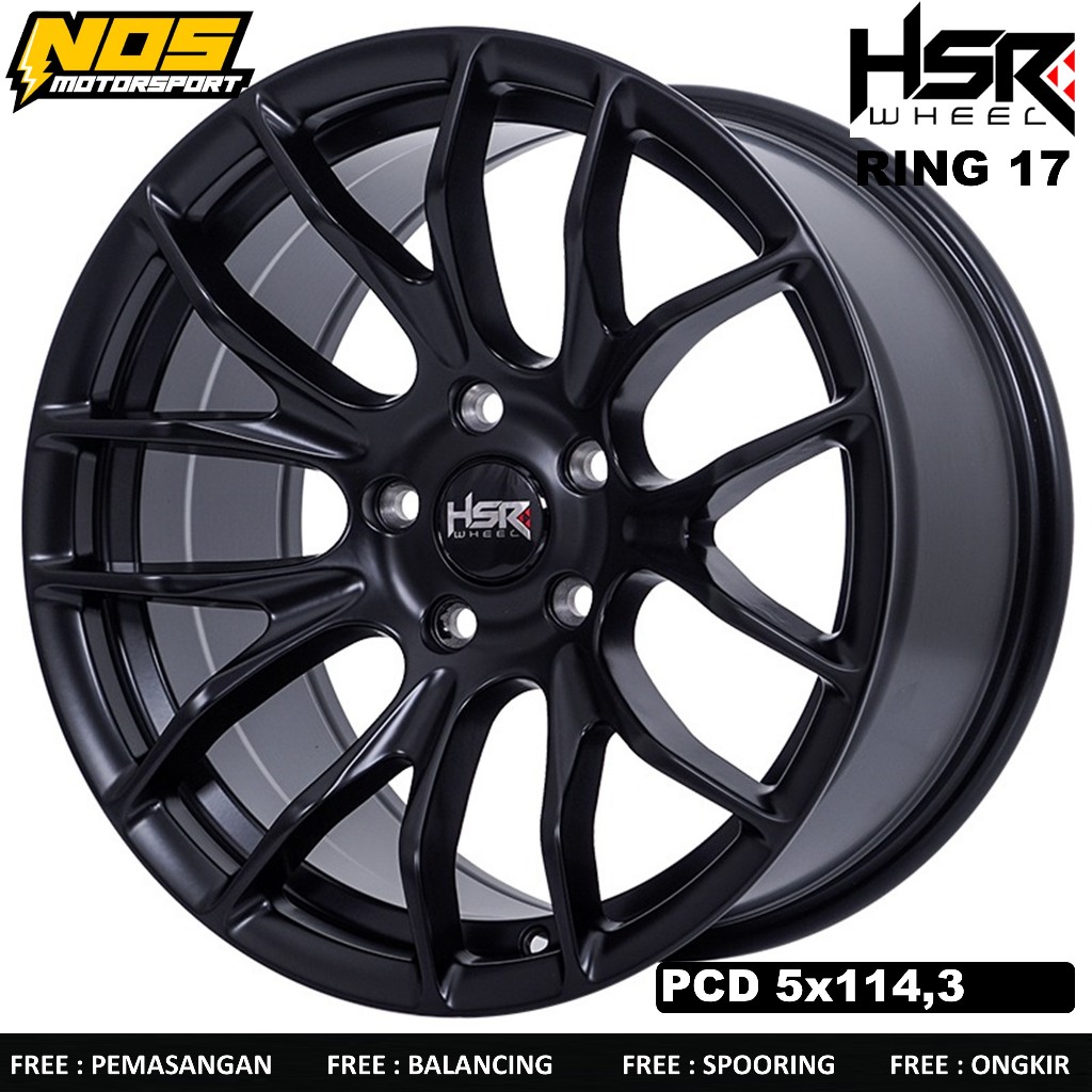 Velg racing hsr oster ring 17 lubang 5 warna hitam untuk accord,civic, dll