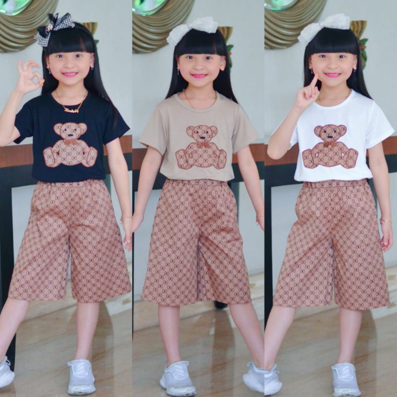 Setelan anak perempuan motif Gc 3-11tahun/Stelan anak cewek/baju anak perempuan bordir /pakaian anak