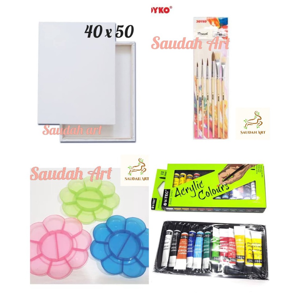 

SENSASIONAL Paket Kanvas Lukis kanvas 4x5kuaspaletcat akrilik