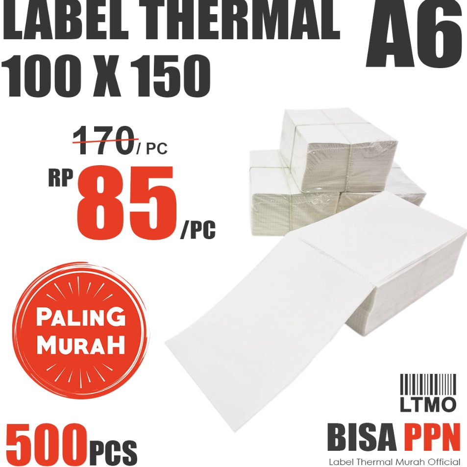 

Kreatif Label Barcode CF MURAH 1 x 15 A6 kes stiker thermal 5 pcs