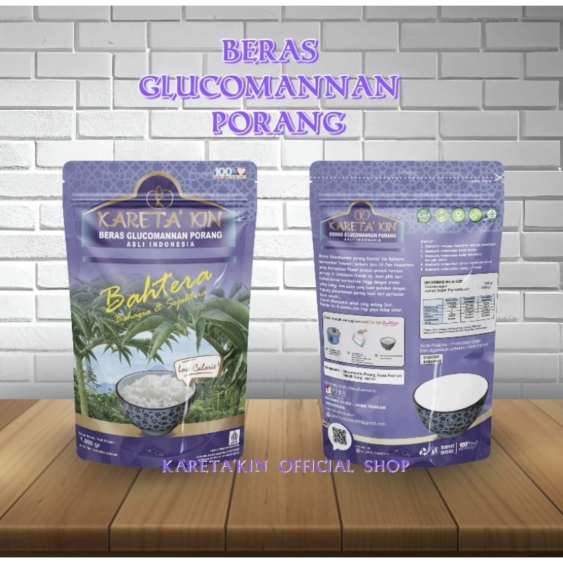 KARETA' KIN BAHTERA Beras Porang  GLUKOMANAN Pouch 1 Kg Beras Diabetes Beras Diet