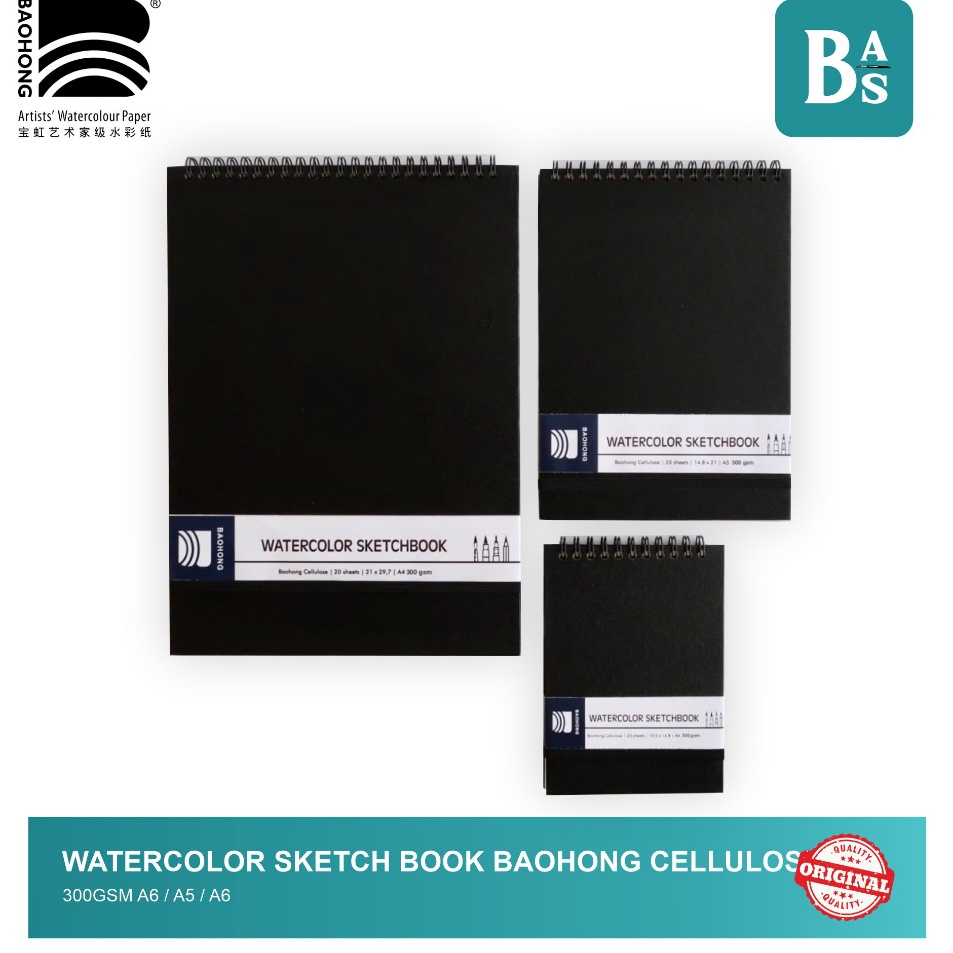 

Murah Banget Alat Tulis Buku Gambar Sketsa Watercolour Sketchbook Baohong Cellulose 3gsm A6 A5 A4 By Bali Art Supplies