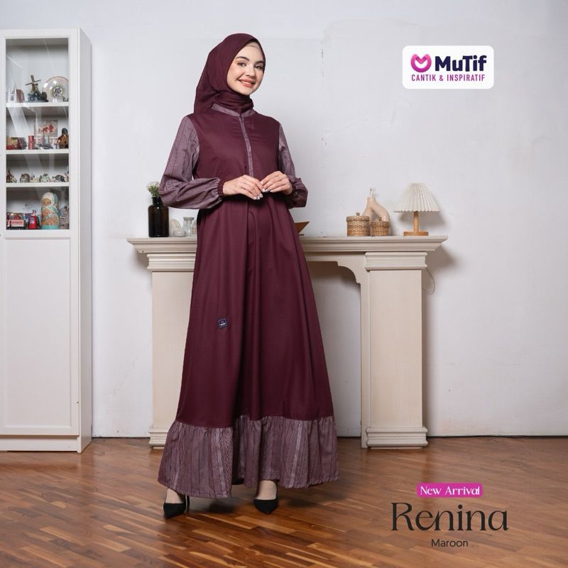 Mutif Gamis Renina | Gamis Mutif Terbaru | Gamis Maroon | Gamis Mutif Kekinian | Gamis Premium | Gam