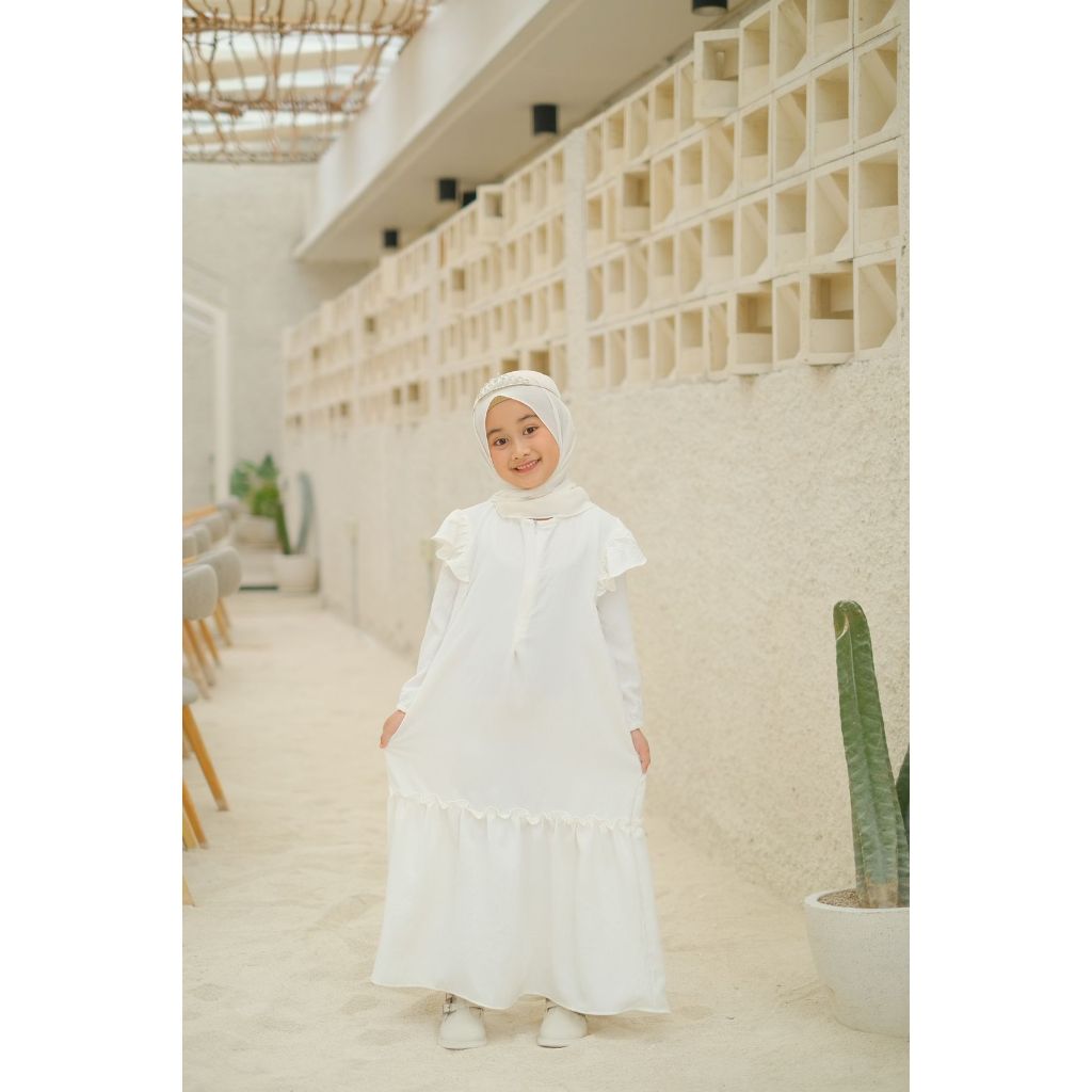 GAMIS PUTIH MANASIK HAJI ALEA Pakaian Baju Gamis Dress Dres Lengan Panjang Bahan Crincle Airflow Ana