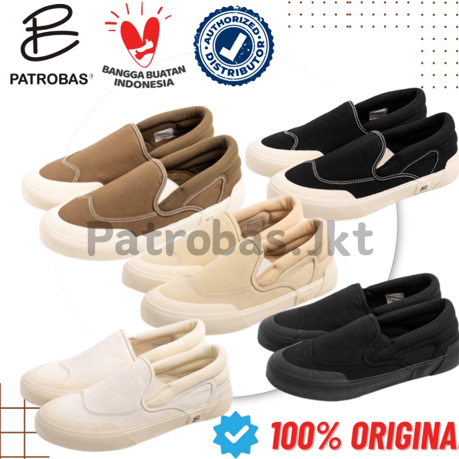 Sepatu Patrobas Cloud Slip On Low Black White All Black Olive Beige Original  Slip On Pria Wanita