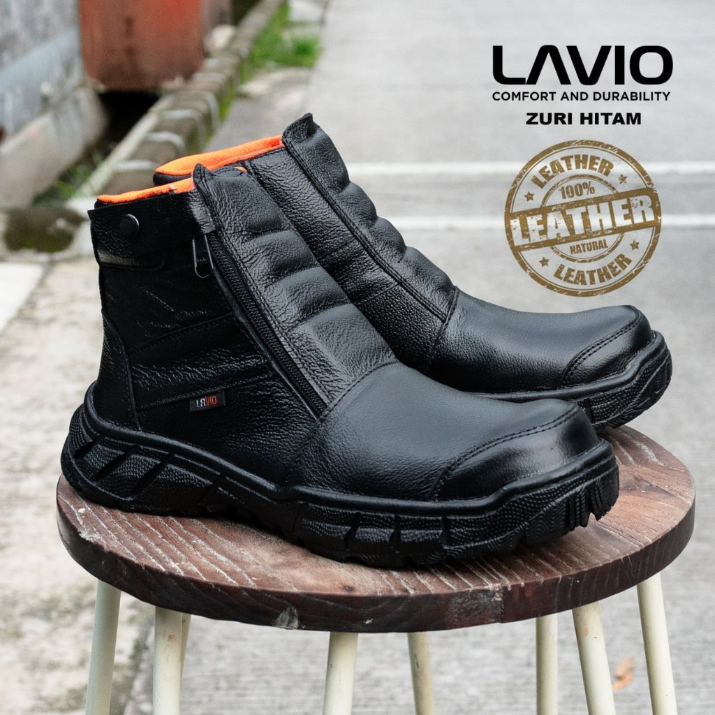Sepatu Safety Pria Boots Tinggi Ujung Besi Original Lavio Footwear Septi Kerja Septi Proyek Lapangan