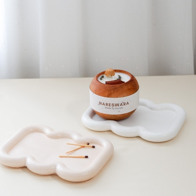 Made By Kartala – Puffy Concrete Tray - Coaster Tray Semen Aesthetic – Dekorasi Rumah Kamar Estetik 