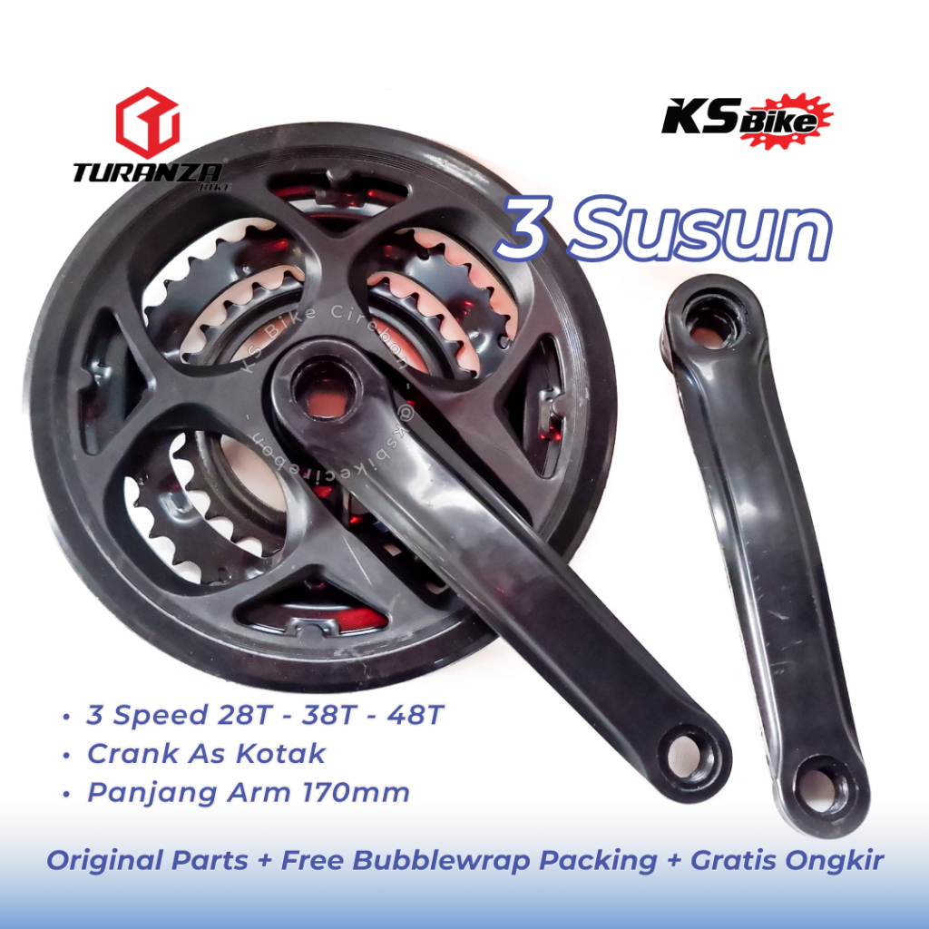 Crank Sepeda Triple Set 42T 48T – Eterna 42T / Turanza 48T – Engkol Depan MTB Lipat As Kotak Sepeda 
