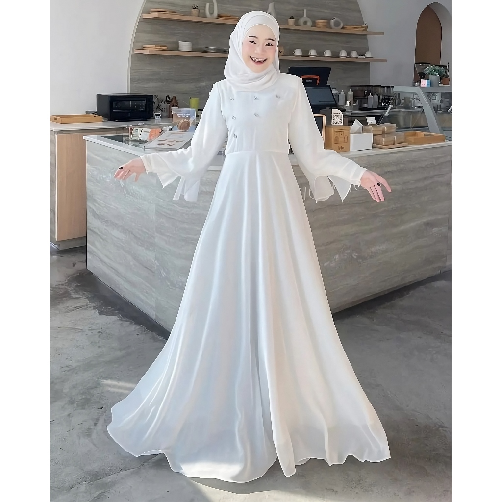 TERMURAH AURA DRESS GAMIS CERUTY BABYDOLL PREMIUM GAMIS MAXI DRESS GAMIS PUTIH GAMIS PESTA MEWAH