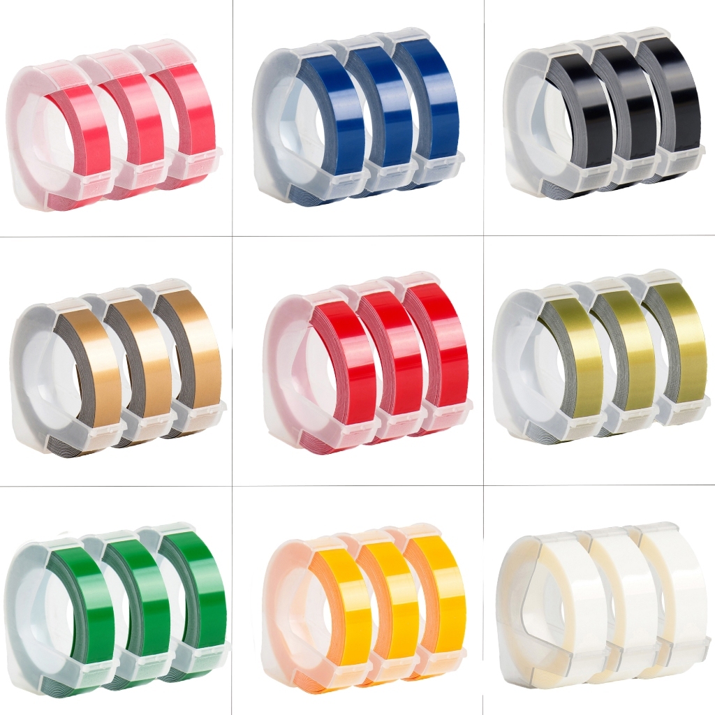 

CIDY Refill Tape label maker 3D embossing 9mm x 3m (untuk Dymo,Motex,Cidy) merk 3Pcs