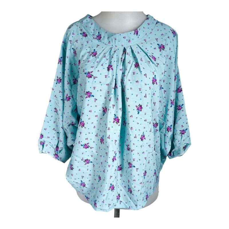 Blouse Batwing floral biru S fit M