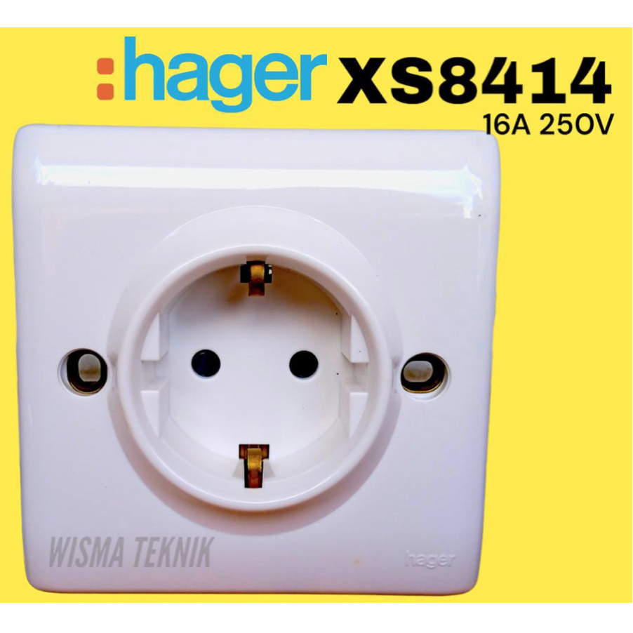 Colokan Listrik Socket Hager German 16 A With Shutter XS8414 Hager