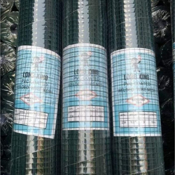 Kawat Ram Loket PVC Hijau Ayakan Kandang 1/4 1/2 3/4 1Roll Per Roll 10m