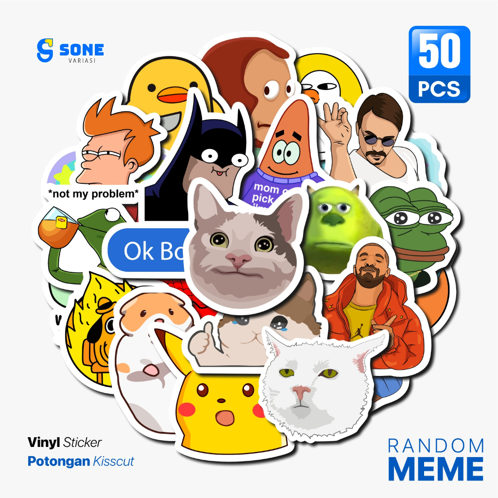 

Stiker Pack Kartun Lucu MEME Paper Vinyl Waterproof Sticker Koper Laptop Diary Buku Journal