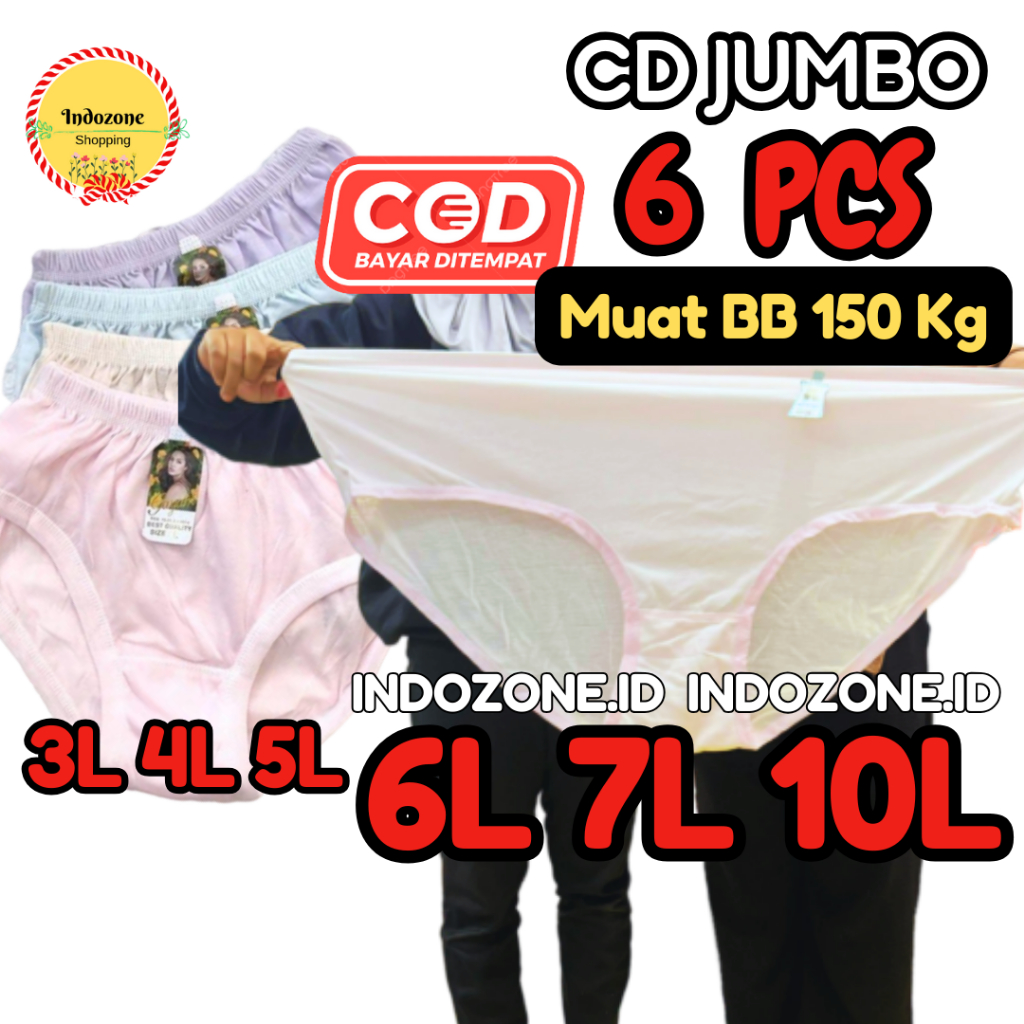 6 PCS SUPER JUMBO Celana Dalam Wanita Jumbo Big Size Polos Katun CD Ibu Hamil Jumbo CD Wanita Dewasa