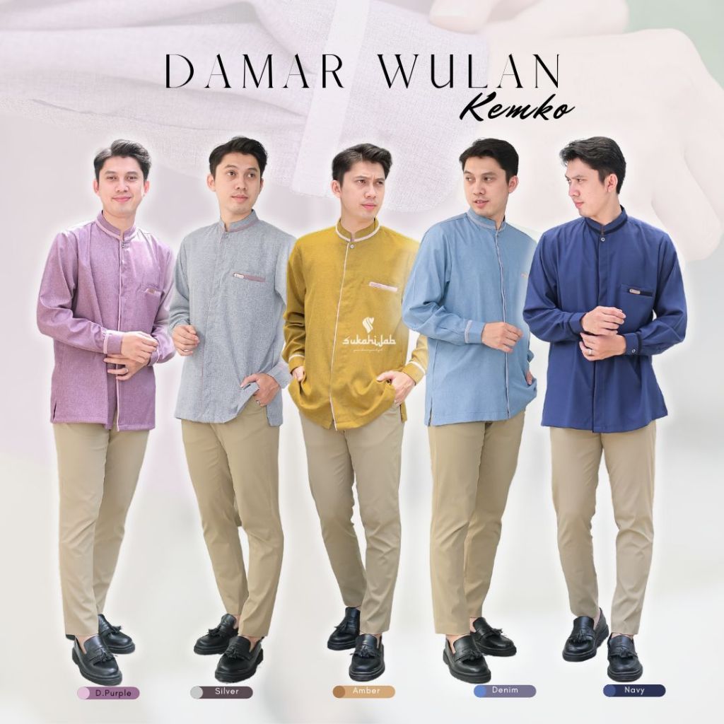 SUKAHIJAB Damar Wulan Koko Pria Lengan Panjang Pendek Premium Terbaru Jumbo Couple