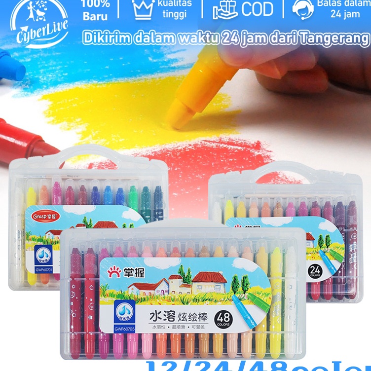 

48 Warna Crayon Grasp Mata Sedang Krayon Lembut Water Soluble Crayon