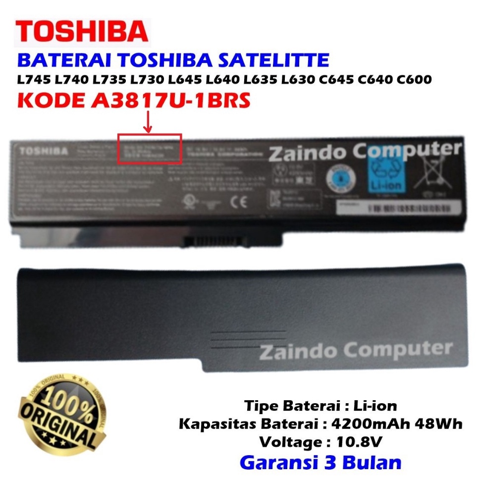 KODE P69E BATERAI TOSHIBA PA3817U L515 L63 L635 L64 L645 L65 L655 L7 L73 L735 L74 L745 L75 L755 L31 