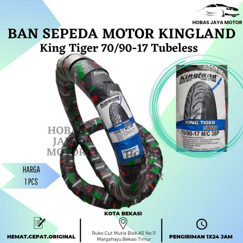 Ban Luar Motor Kingland King Tiger 70/90-17 Ring 17 Tubeless