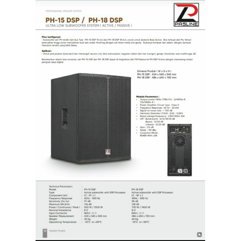 Speaker Subwofer18 inch Pasline PH118DSP original Pasline 18 inch PH 118dsp