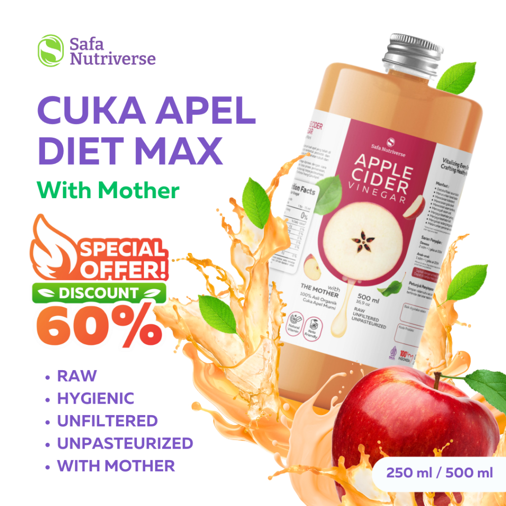 

Cuka Apel Original - Diet Detoks - Apple Cider Vinegar - Toner Wajah Alami by Safa Nutriverse