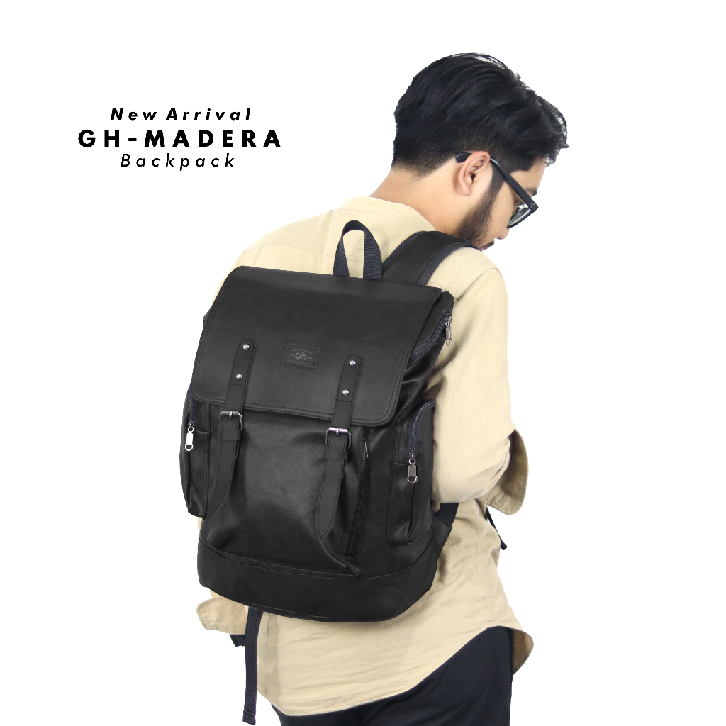 GH-Bag Tas Ransel Kulit MADERA Backpack Tas Kulit Pria Wanita Aesthetic Tas Laptop 14" Inch New