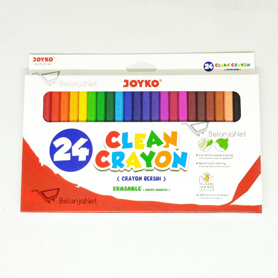 

Murah Banget Krayon Bersih Clean Crayon Joyko 24 Warna CLCRAC24