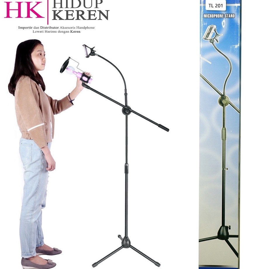 Klasik  ALAT STUDIO   Stand Mic Panjang Holder Phone Tiang Microphone Dengan Holder hp Smartphone 36