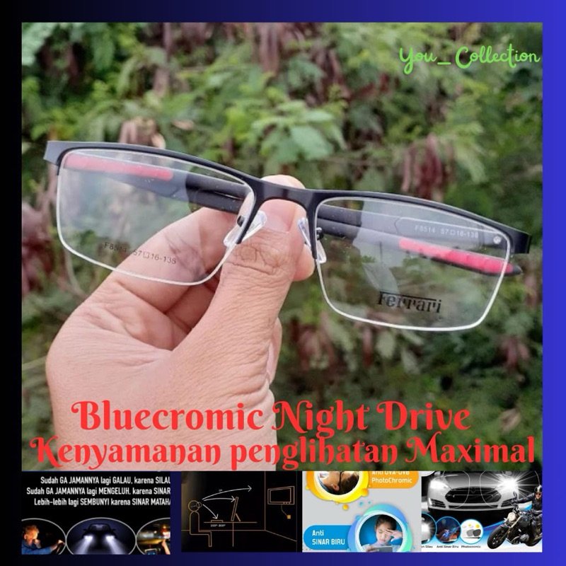 BLUECROMIC-Kacamata Bluecromic Pria | Photocromic Minus Blueray Antiradiasi | Kacamata Pria Model Sp