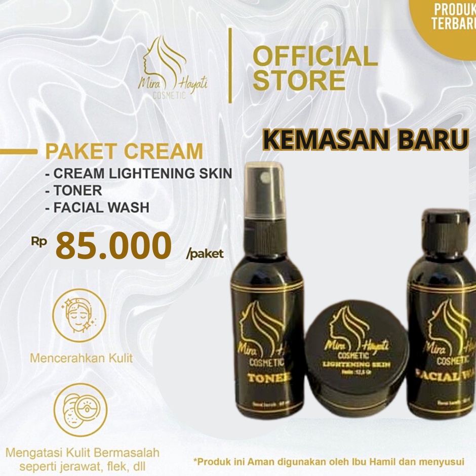 KODE D45V Mira Hayati Skincare MH Cosmetic Paket Basic Toner Facial Wash Cream Original Bpom
