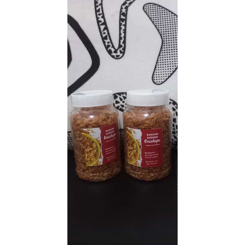 

Bawang goreng Premium Onichips original, gurih, renyah dan kriuk kemasan toples isi 100 gram