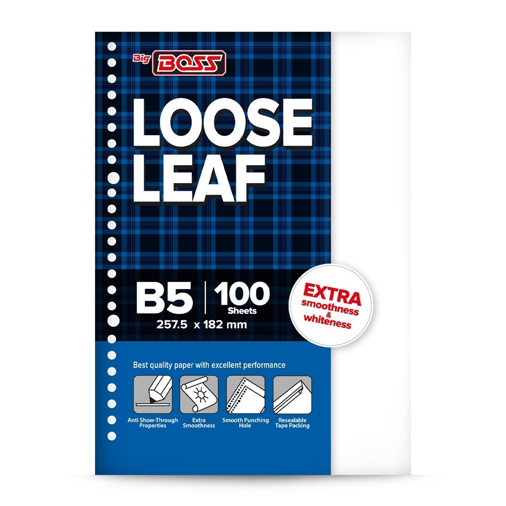 

Loose Leaf Big Boss B5 Polos isi 100 Lembar / Isi Binder Polos