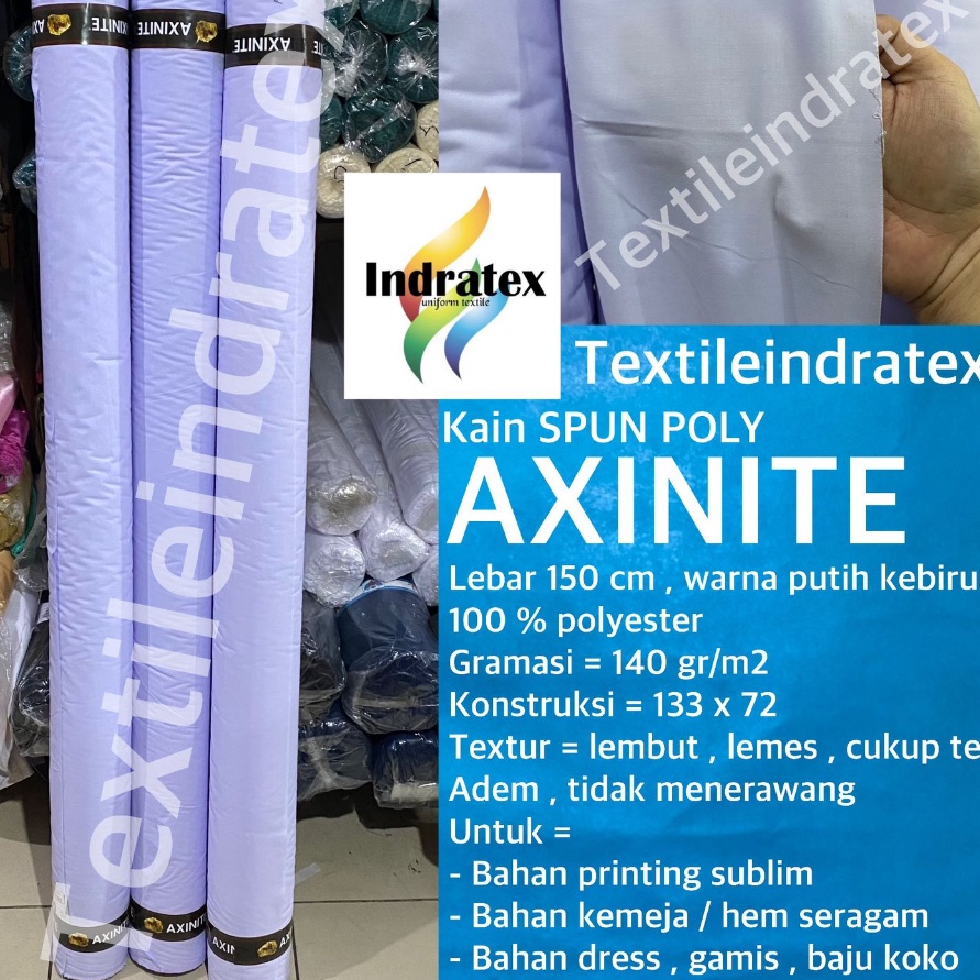 per 1 yard  9 cm Kain putih SPUN POLY AXINITE polyester tetoron katun TC Lebar 15 bahan kemeja hem b