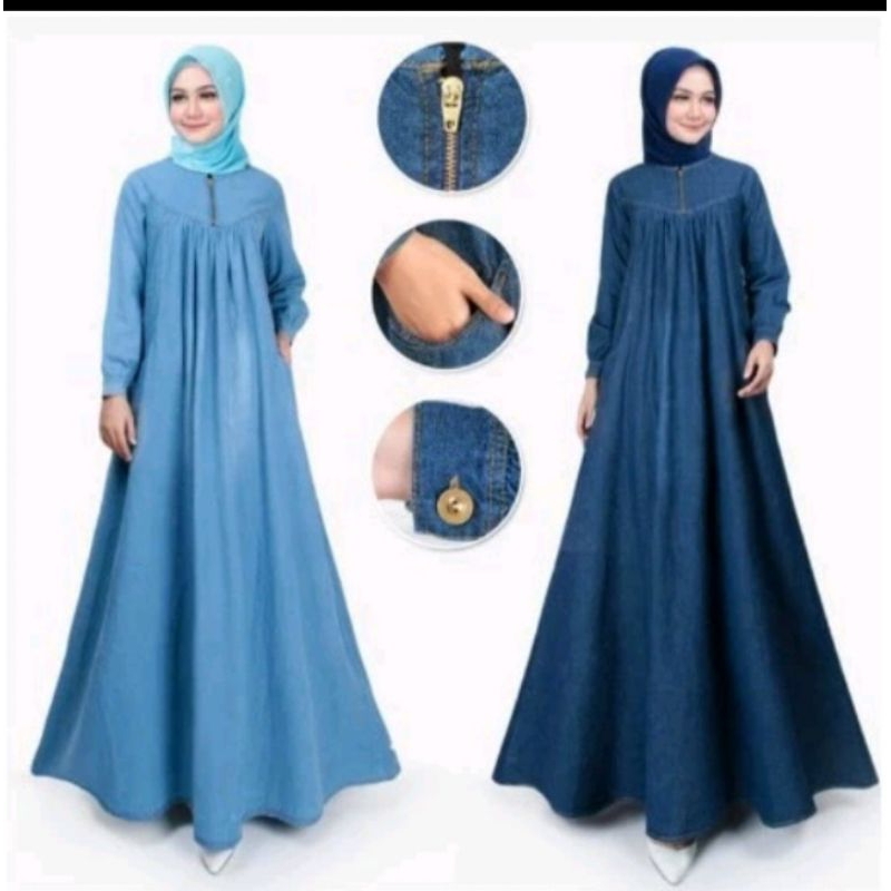 amby dres jeans terbaru gamis denim impor terlaris gaun jeans seragaman Ter update