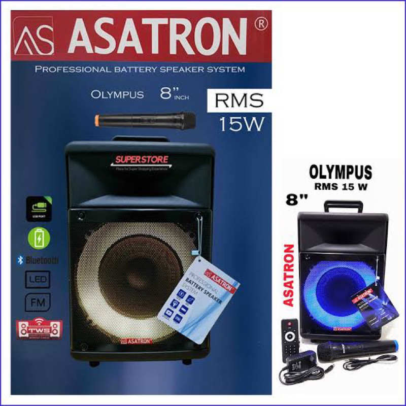 Asatron Olympus 8 inch Asatron speaker portable 8 inci Speaker Active Portable Wireless Meeting Asat