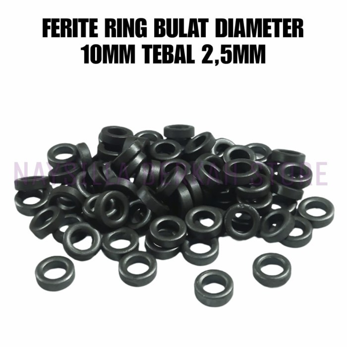 10X FERITE RING BULAT HITAM / TOROID FERITE DIAMETER 10MM TEBAL 2,5MM - DAPAT 10PCS FERITE RING BULA
