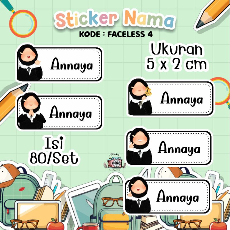 

Sticker Nama / Mapel Karakter Isi 40 - 80pcs - Sticker Custom