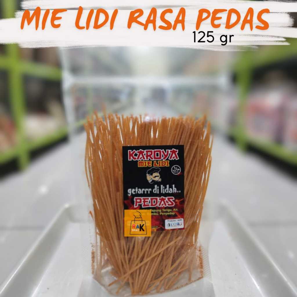 

Mie Lidi Pedas 125 gr | Cemilan Murah