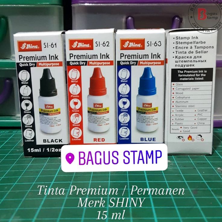 

Tinta Stempel Permanent Premium plastik kaca kayu besi foil Tahan Air Anti Luntur Shiny 15ml