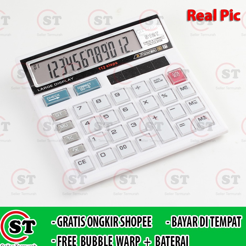 

Baru BAYAR DI TEMPAT Kalkulator Cityzenn 512 12 Digits Calculator 512 Cek Ulang 12 Angka Putih