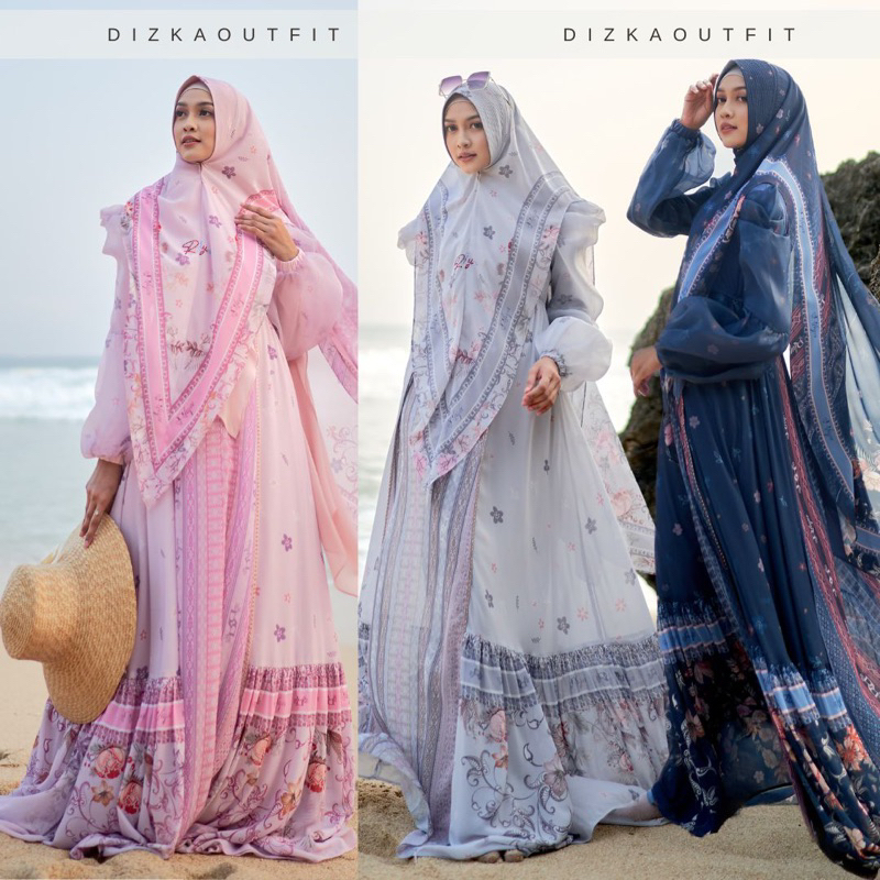 LILY Gamis set khimar ceruty organza dress kondangan muslim by RYHN ELDEENA syari