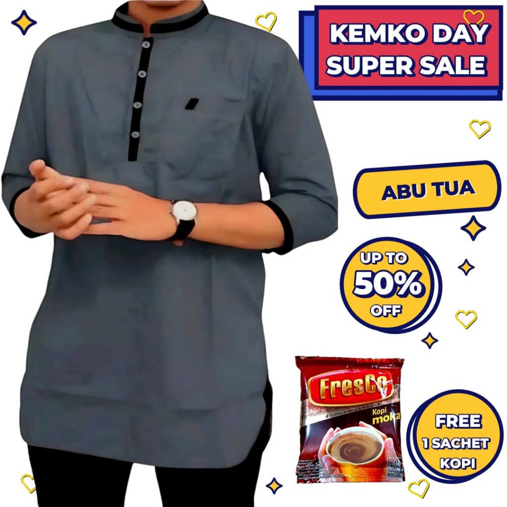KEMKO KEMEJA BAJU KOKO PRIA DEWASA COWOK LAKI LAKI LENGAN PANJANG MOTIF AGAM KEREN IMPORT PREMIUM OR