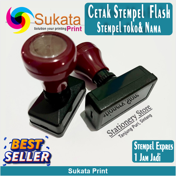 Stempel Flash Cap Otomatis Nama dan Alamat Toko Design dan Bentuk Cap Stempel bisa Custom Request
