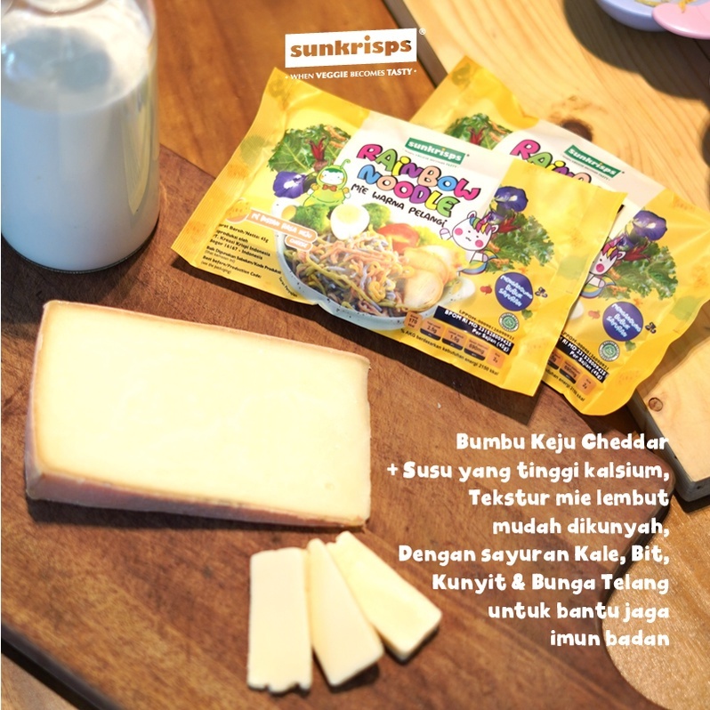 Sunkrips Rainbow Noodle 45gr - Cheese / Mie Sehat Mpasi Anak / Makanan Sehat-1