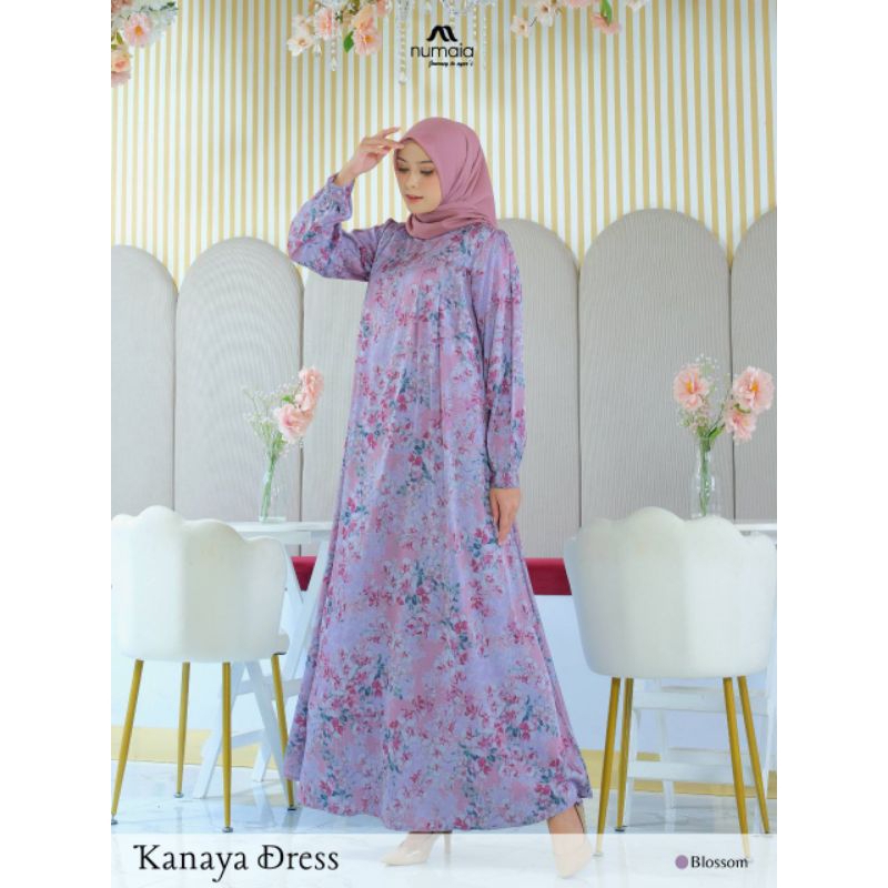 Kanaya Dress Numaia - Gamis Motif Cantik / Gamis premium / Gamis Syar'i / Dress Kondangan / Dress mo