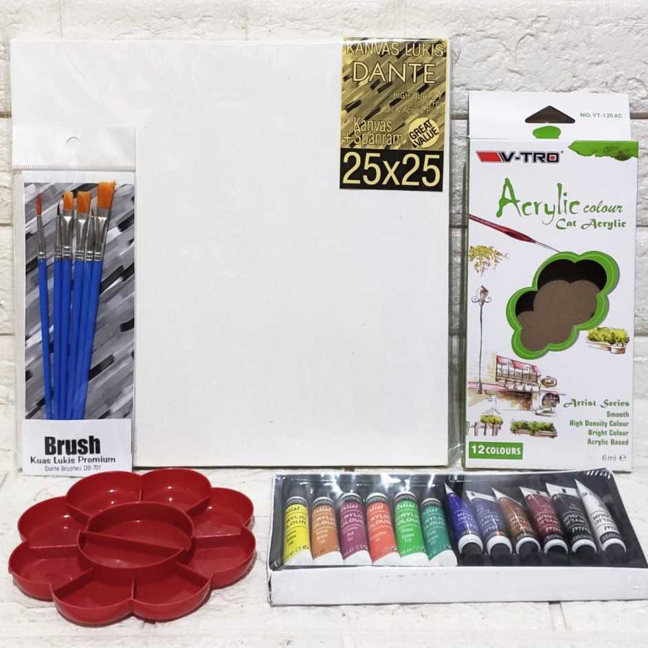 

Promo PAKET MELUKIS 4in1 SET Kanvas 25x25 Kuas Palet